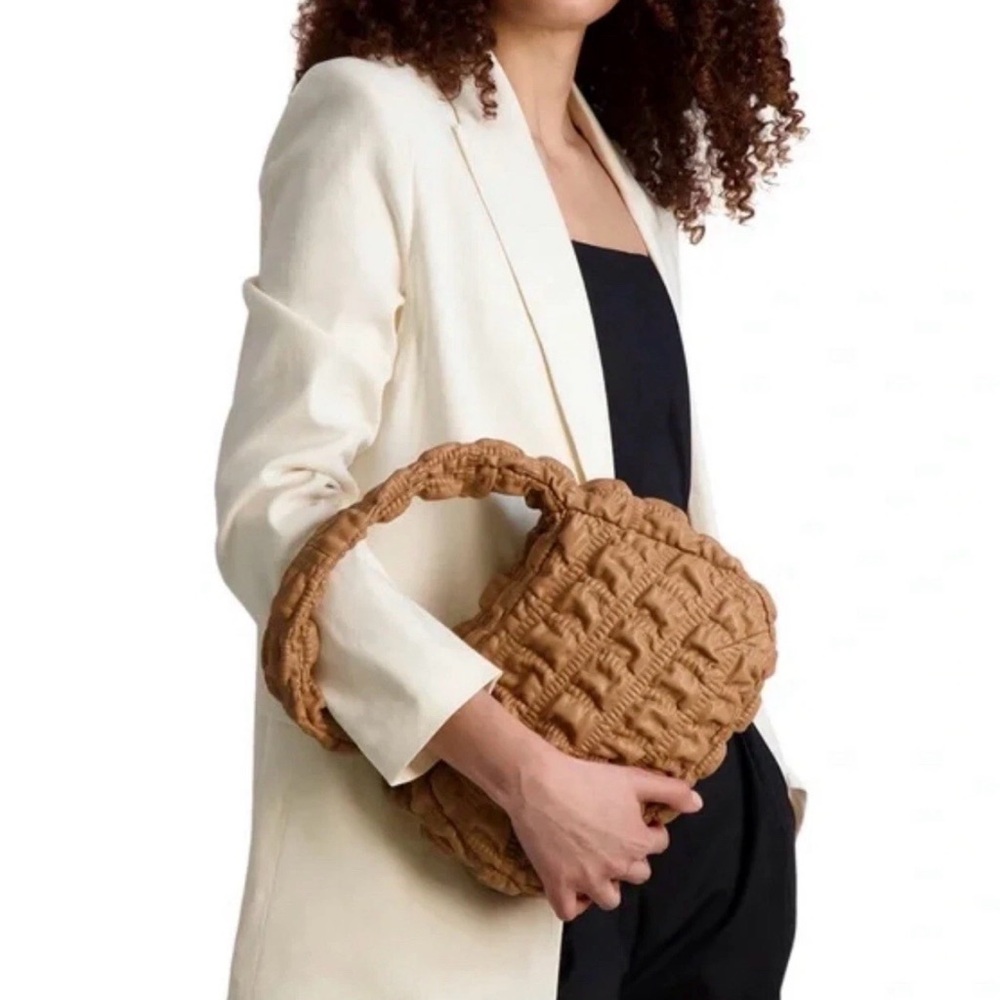 JASON WU‎ Fay Bubbled Small Baguette Top Handle Handbag brown vegan leather NEW
